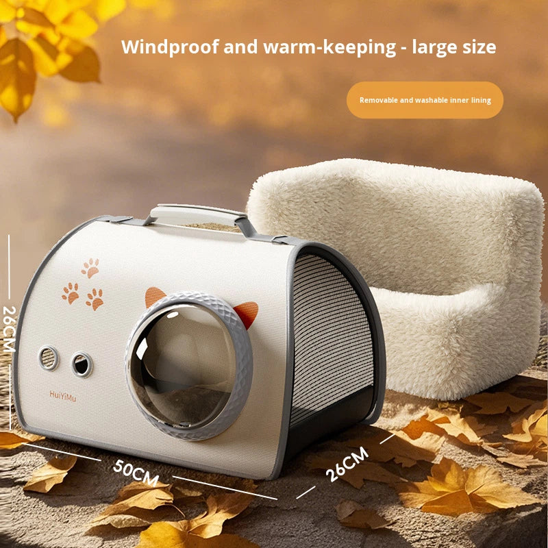 Space Capsule Cat Carrier Bag – Breathable, Large Space, Cozy Liner